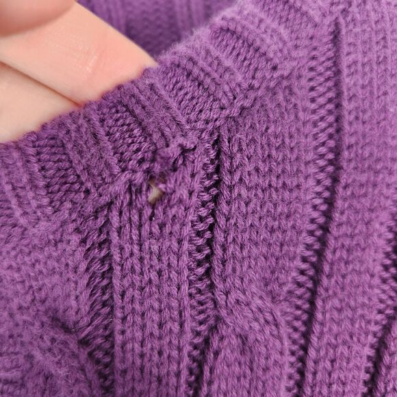 LL Bean Cardigan Sweater Women M Cable Knit Front Button Up Outdoors Urban Hiker - Picture 4 of 8